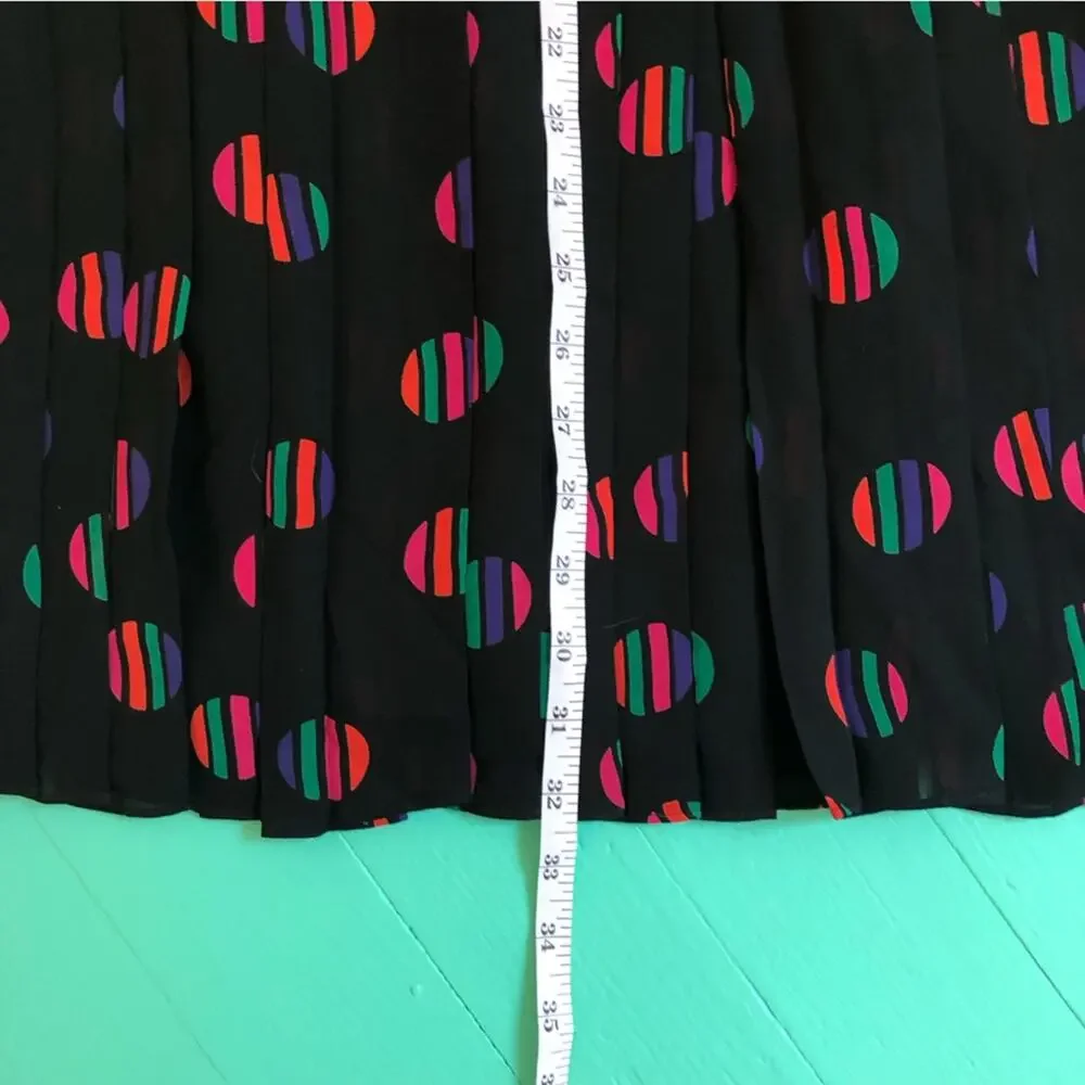 Vintage 70s 80s Polyester Matching Top and Skirt Loose 2 Piece Coord Set Rainbow